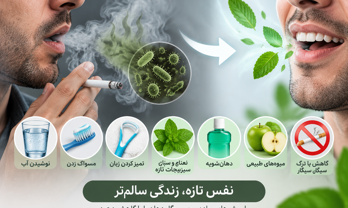 از بین بردن بوی سیگار دهان؛ ۱۰ روش مؤثر برای رفع بوی بد دهان بعد از سیگار