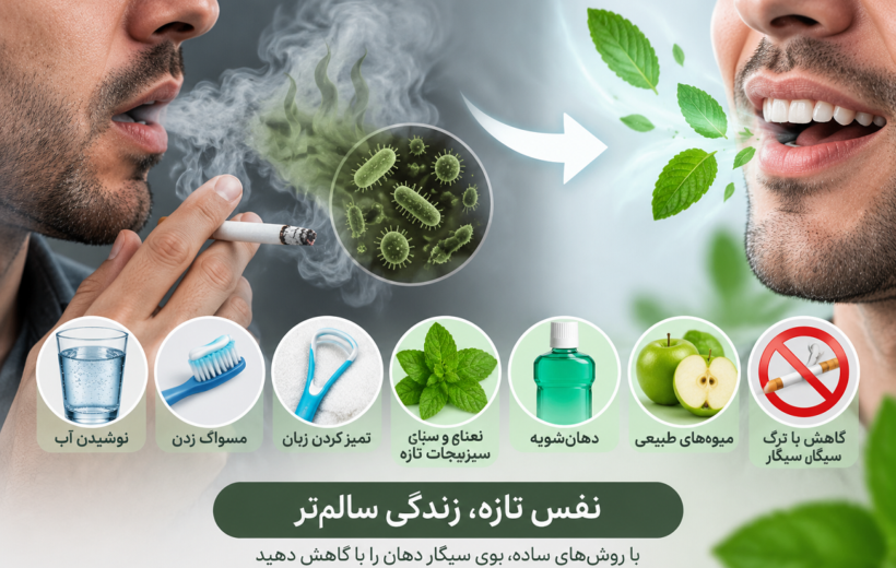 از بین بردن بوی سیگار دهان؛ ۱۰ روش مؤثر برای رفع بوی بد دهان بعد از سیگار