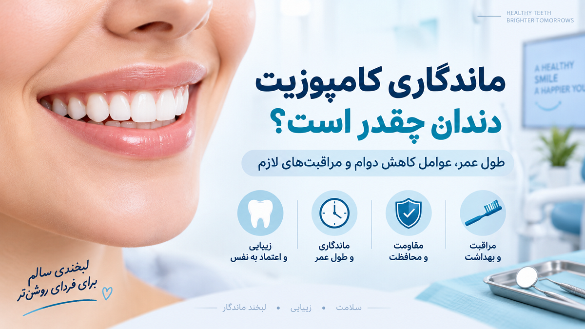 ماندگاری کامپوزیت دندان چقدر است؟ بررسی طول عمر، عوامل کاهش دوام و مراقبت‌های لازم