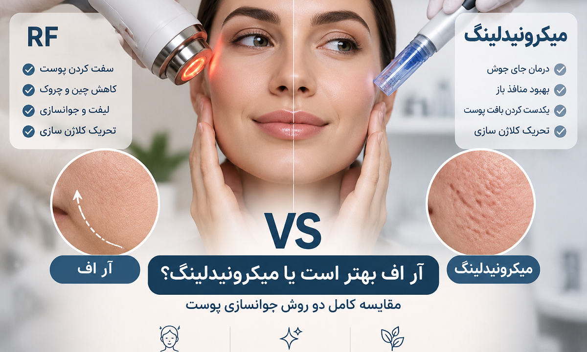 آر اف بهتر است یا میکرونیدلینگ؟ مقایسه تفاوت‌ها، مزایا و بهترین انتخاب برای جوانسازی پوست